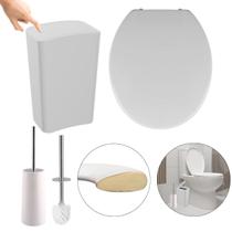Assento Almofadado Branco + Lixeira Branca 8L Click + Escova Assento Almofadado Branco + Lixeira Branca 8L Click + Escova