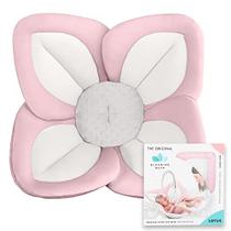 Assento de banho de banho florido - Banheira de Pia de Bebê Minky Plush - O Assento de Flor Original Seguro para Lava-Jato para recém-nascidos - Rosa/Branco/Cinza