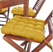 Assento De Cadeira Futon Linda Mostarda Artesanal 40x40cm Macio Confortável