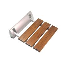 Assento de chuveiro dobrável montado na parede em madeira de teca com capacidade de 160 kg