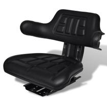 Assento de trator vidaXL confortável preto com encosto e apoios de braços Assento de trator vidaXL confortável preto com encosto e apoios de braços