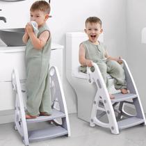 Assento de Treinamento para Vaso Sanitário PRIMLECT Cinza - com Banquinho Infantil