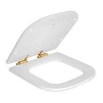 Assento Deca em Poliéster Slow Close com Microban para Bacias Piano Branco e Gold