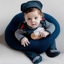 Assento e Almofada de Apoio para Bebê Puff Marinho