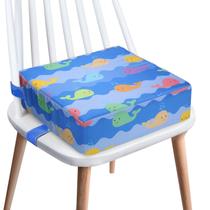 Assento elevatório infantil yeroly 32x32x10cm com padrão de golfinho azul