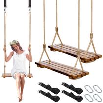 Assento giratório de madeira Hollowfly carbonized Hanging Wood Tree Swing Assento giratório de madeira Hollowfly carbonized Hanging Wood Tree Swing