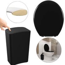 Assento Oval Almofadado Preto + Lixeira Preta 8L Click Assento Oval Almofadado Preto + Lixeira Preta 8L Click