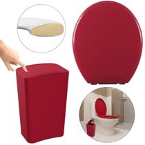 Assento Oval Almofadado Vermelho + Lixeira Vermelha 8L Click