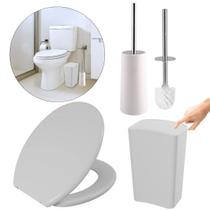 Assento Oval Branco +Lixeira Branca 8L Click +Escova Branca