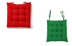 Assento para cadeira almofada futon 1 verde 1 vermelha 40x40
