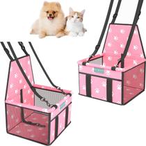 Assento Pet Cadeirinha Cadeira Booster Transporte Cães Gatos Rosa com Pata