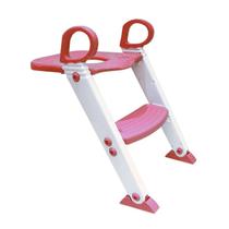 Assento Redutor Com Escada Bebê Vaso Sanitário +18 Meses Até 20 kg Dobrável Portátil Rosa Clingo