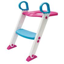 Assento Redutor Com Escada Infantil Altura Ajustável Suporta Até 40kg Rosa e Azul Buba