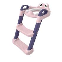 Assento Redutor Infantil Rosa com Escada Regulável Para Vaso