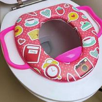 Assento Redutor Sanitário Infantil Acolchoado Adaptador Alças para Vaso Desfralde Bebês Menina