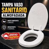 Assento Sanitário Almofadado Branco Com Tampa De Vaso Universal Assento Sanitário Almofadado Branco Com Tampa De Vaso Universal