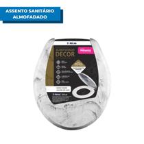 Assento Sanitário Almofadado Com Tampa Efeito Mármore Plástica Universal Atlas Primafer Para Vaso Banheiro