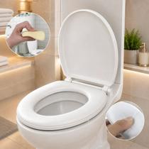 Assento Sanitário Almofadado Pítia Oval Branco Universal Com Tampa Para Vaso Banheiro