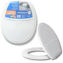 Assento Sanitário Almofadado Tampa De Vaso Branco Modelo Universal Oval Plus Slim - METASUL