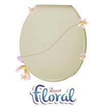 Assento Sanitário Banheiro Almofadado Floral Bellart Bege Com Dimensão 449,2 x 385,3 x 41,5mm