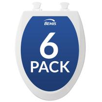 Assento sanitário Bemis 1500EC Wood Easy Clean com dobradiças, pacote com 6