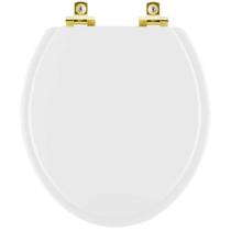 Assento Sanitário com Amortecedor Buzios Branco para vaso Hervy com Ferragem Dourada Assento Sanitário com Amortecedor Buzios Branco para vaso Hervy com Ferragem Dourada