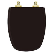 Assento Sanitário com Amortecedor Monte Carlo Ébano (Preto) para vaso Deca com Ferragem Dourada Assento Sanitário com Amortecedor Monte Carlo Ébano (Preto) para vaso Deca com Ferragem Dourada