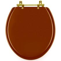 Assento Sanitário Convencional Oval Universal Caramelo com Ferragem Dourada Assento Sanitário Convencional Oval Universal Caramelo com Ferragem Dourada