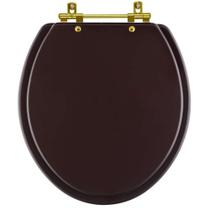 Assento Sanitário Convencional Oval Universal Marrom Fosco com Ferragem Dourada Assento Sanitário Convencional Oval Universal Marrom Fosco com Ferragem Dourada