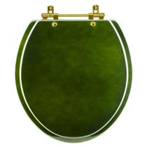 Assento Sanitário Convencional Oval Universal Verde Degradê com Ferragem Dourada Assento Sanitário Convencional Oval Universal Verde Degradê com Ferragem Dourada