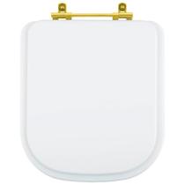 Assento Sanitário Debba Branco para vaso Roca Com Ferragem Dourada Assento Sanitário Debba Branco para vaso Roca Com Ferragem Dourada