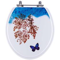 Assento Sanitario Decorado Borboleta Porto Oval para Vaso Luzarte Estrela 6lpf