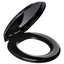 Assento Sanitário Em Plástico Almofadado Tampa Efeito Mármore Preto Linha Primafer Atlas PR1069-1 - PRIMAFER