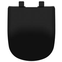 Assento Sanitário Icasa Etna Convencional Preto Tampa Vaso Quadrado Anatômico Polipropileno Resistente Compatível Sabatini, Deca Vogue Plus, Paris