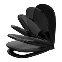 Assento Sanitário Icasa Etna Soft Close Preto Tampa de Vaso Anatômico Polipropileno Resistente Fácil Limpeza Compatível Sabatini, Deca Vogue Plus