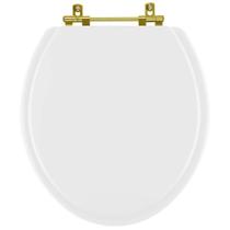 Assento Sanitário Laqueado Convencional Oval Branco - Ferragem Dourada