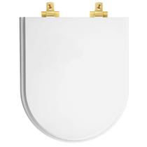 Assento Sanitário Laqueado Soft Close Belle Epoque Branco para vaso Deca com Ferragem Dourada Assento Sanitário Laqueado Soft Close Belle Epoque Branco para vaso Deca com Ferragem Dourada
