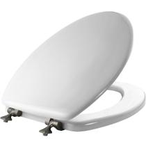 Assento sanitário Mayfair 1844BNA Elongate White Brushed Nickel Assento sanitário Mayfair 1844BNA Elongate White Brushed Nickel