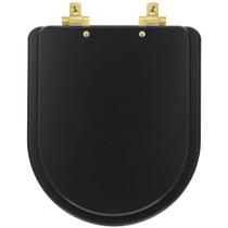Assento Sanitário MDF Soft Close Smart Onix (Preto Fosco) para Vaso Celite com Ferragem Dourada
