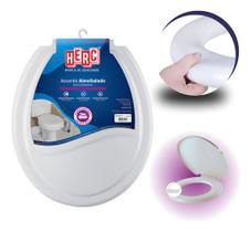 Assento Sanitário Oval Almofadado Prime Herc Branco Tampa Vaso Universal Confortável Macio Fácil
