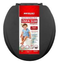Assento Sanitário Oval Almofadado Slim Cor Preto - Mebuki