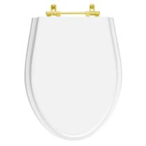 Assento Sanitário Poliéster Absolute Branco para vaso Ideal Standard Com Ferragem Dourada