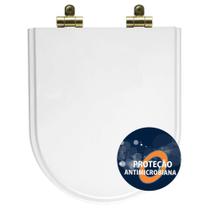 Assento Sanitário Poliéster Antibactéria Soft Close Duna Branco para Vaso Deca com Ferragem Dourada