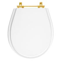 Assento Sanitário Poliéster Avalon Branco para vaso Ideal Standard Com Ferragem Dourada