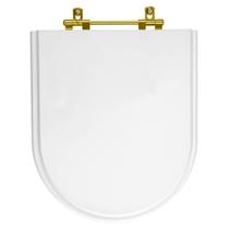 Assento Sanitário Poliéster Belle Epoque Branco para vaso Deca Com Ferragem Dourada Assento Sanitário Poliéster Belle Epoque Branco para vaso Deca Com Ferragem Dourada
