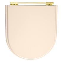Assento Sanitario Poliester Calypso Pessego Rosa Shell Para Vaso Incepa Com Ferragem Dourada