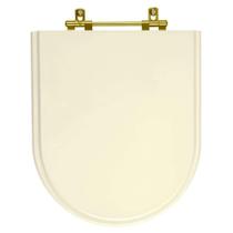 Assento Sanitário Poliéster Carrara Creme para vaso Deca Com Ferragem Dourada