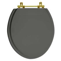 Assento Sanitario Poliéster Convencional Oval Cinza Quartzo para vaso Ideal Standard com Ferragem Dourada Assento Sanitario Poliéster Convencional Oval Cinza Quartzo para vaso Ideal Standard com Ferragem Dourada