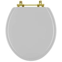 Assento Sanitario Poliéster Convencional Oval Sterling Silver para vaso Ideal Standard com Ferragem Dourada