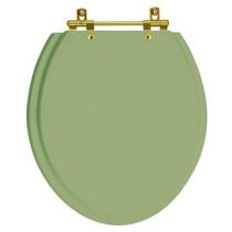 Assento Sanitario Poliéster Convencional Oval Verde Malva para vaso Deca com Ferragem Dourada Assento Sanitario Poliéster Convencional Oval Verde Malva para vaso Deca com Ferragem Dourada